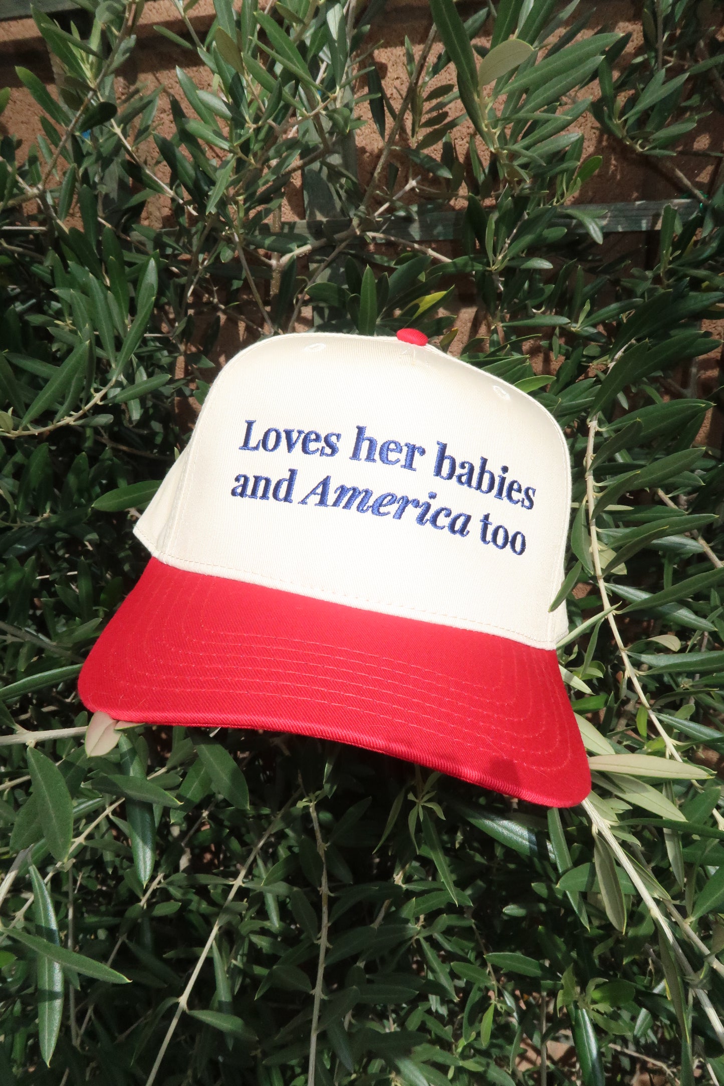 Loves Her Babies and America Too Hat | Patriotic Mom Hat | USA Americana