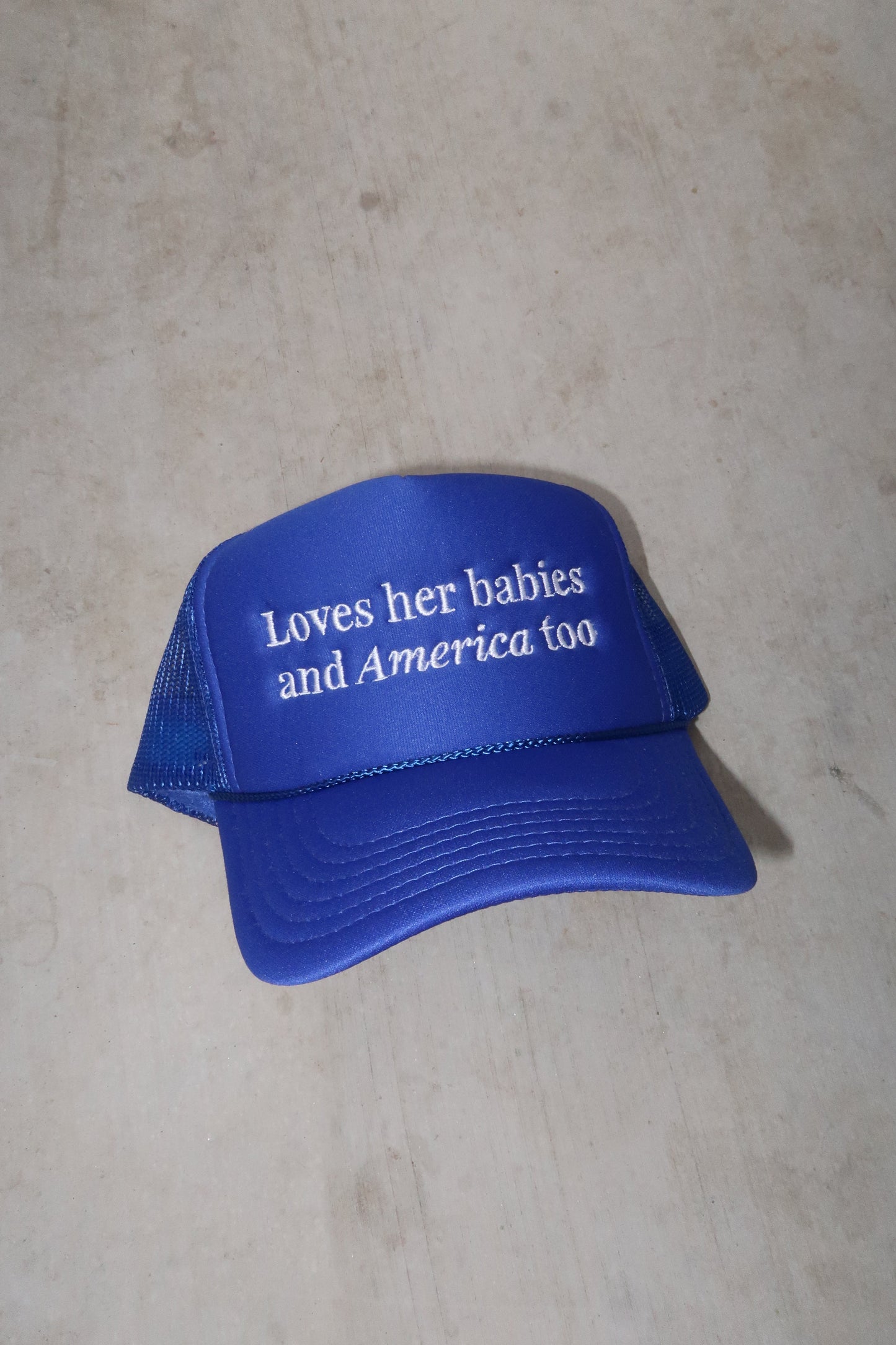 Loves Her Babies and America Too Hat | Patriotic Mom Hat | USA Americana