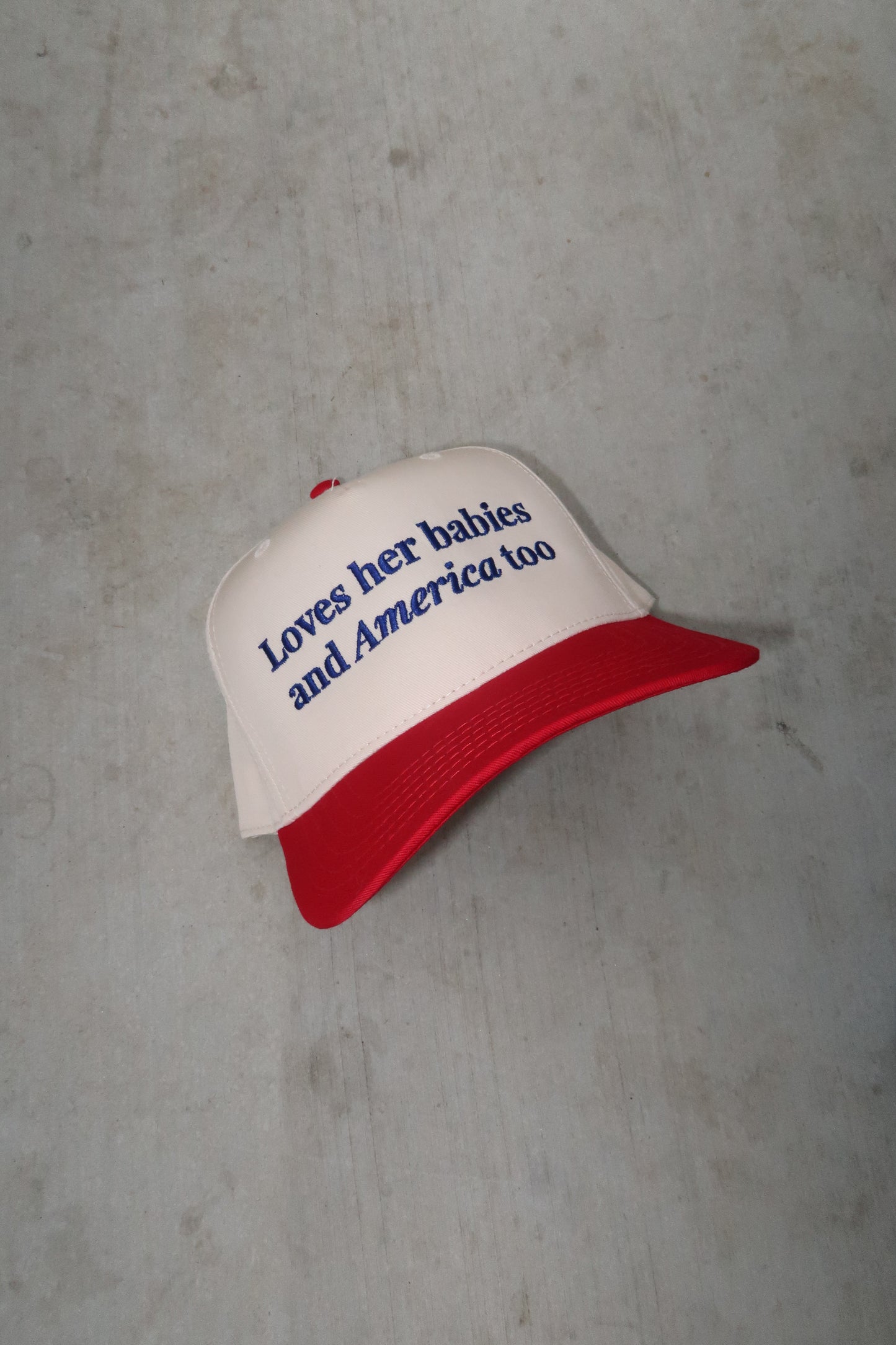 Loves Her Babies and America Too Hat | Patriotic Mom Hat | USA Americana