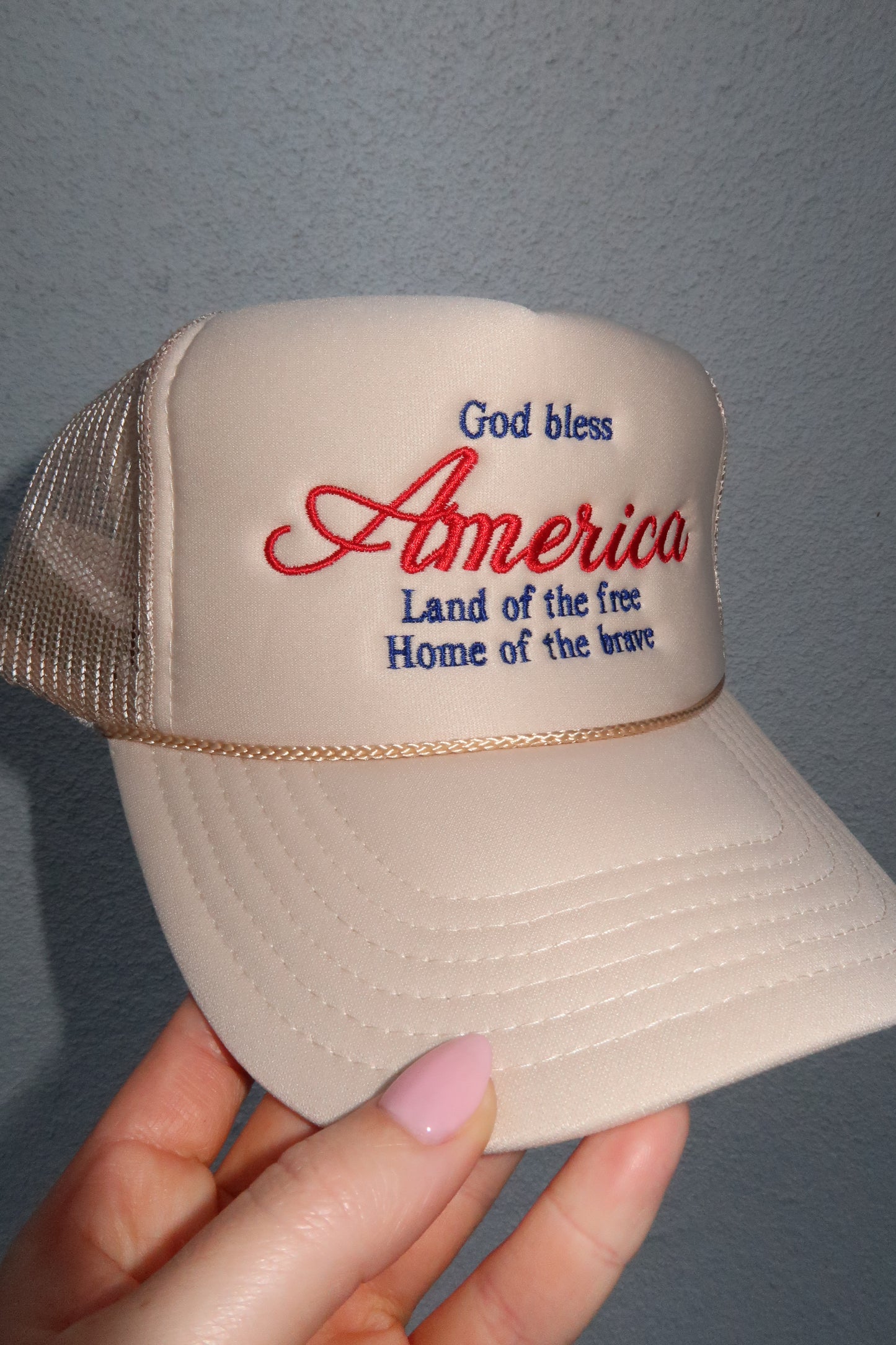 God Bless America Embroidered Trucker Hat | Patriotic Hat