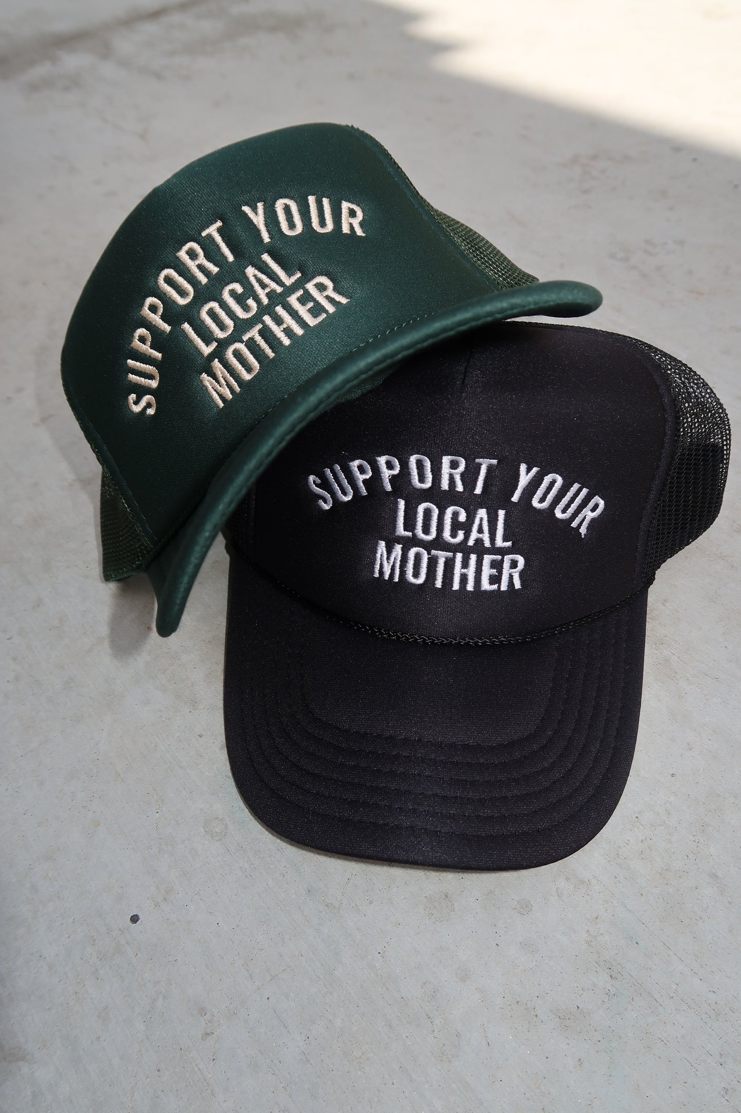 support your local mother embroidered trucker hat for moms